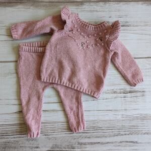 Old Navy Rose Ruffle Sweater Outfit Set sz 6-12 M